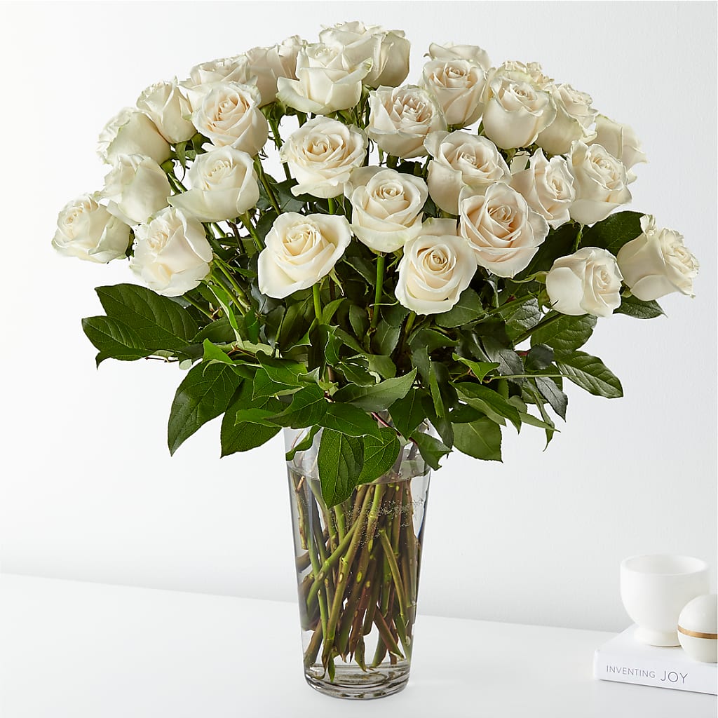 Long Stem White Rose Bouquet – Landers Flowers, Savannah MO