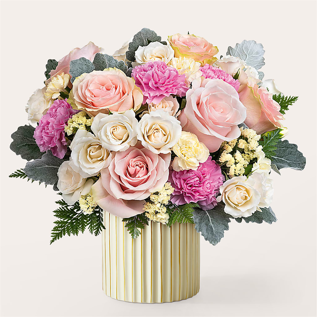 Blissful Moments Bouquet with Ivory Vase – Landers Flowers, Savannah MO