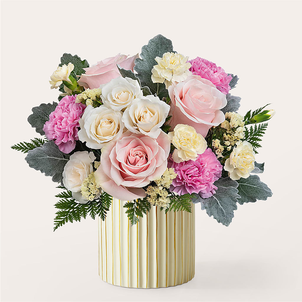 Blissful Moments Bouquet with Ivory Vase – Landers Flowers, Savannah MO