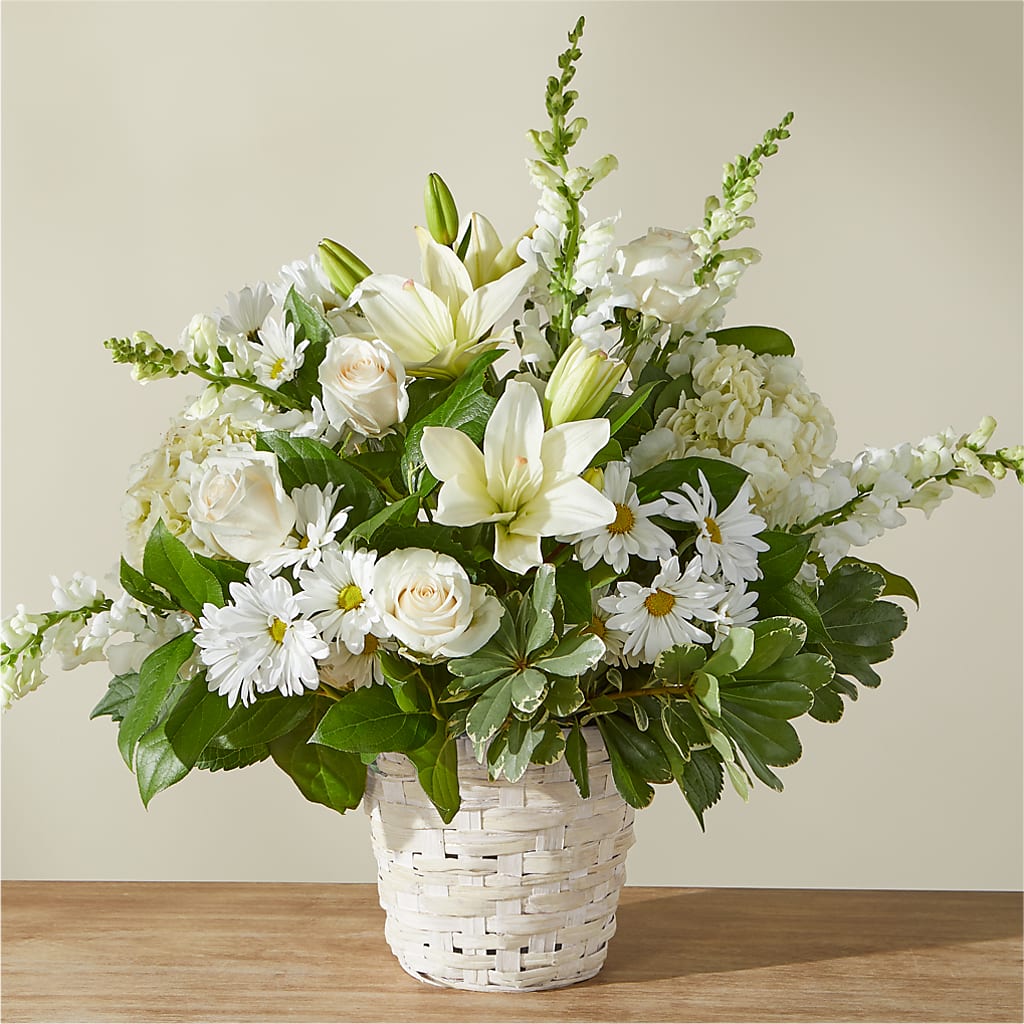 Ivory Elegance Floral Basket – Landers Flowers, Savannah MO