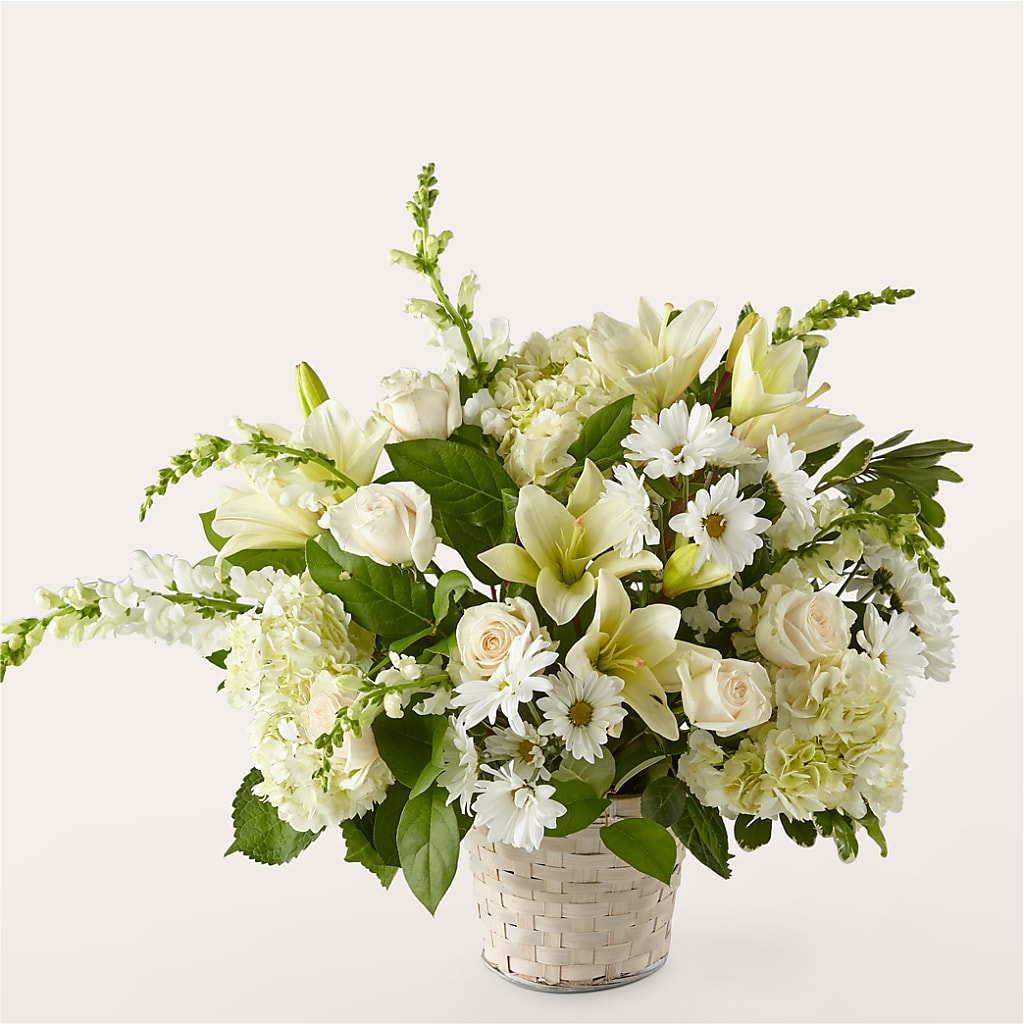Ivory Elegance Floral Basket – Landers Flowers, Savannah MO