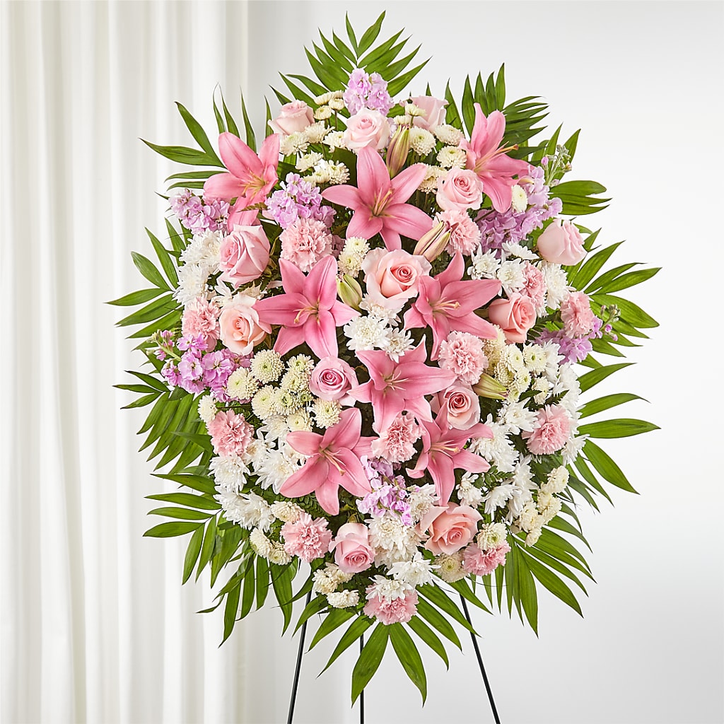 Offering Solace Standing Spray – Landers Flowers, Savannah MO