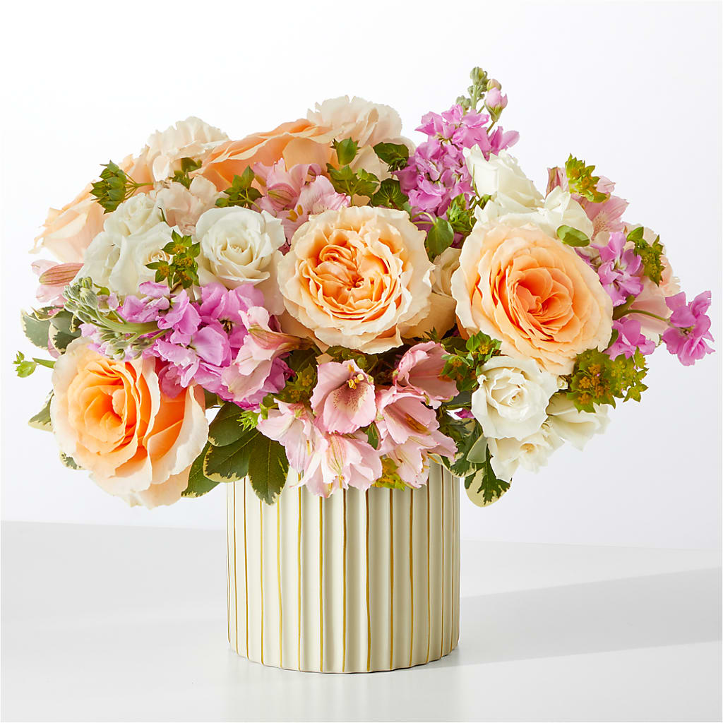 Paradise Bouquet with Ivory Vase – Landers Flowers, Savannah MO