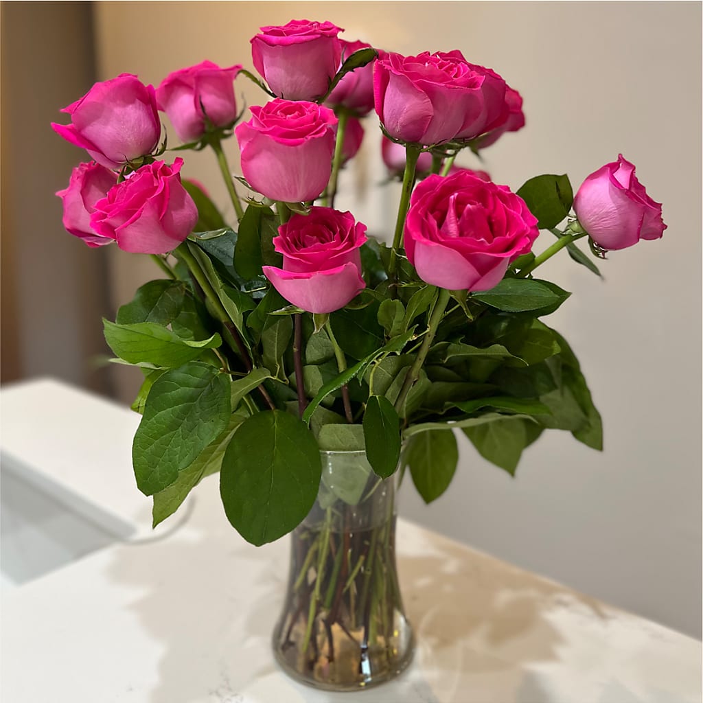 Long Stem Pink Rose Bouquet –  Landers Flowers, Savannah MO