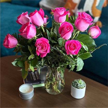 Long Stem Pink Rose Bouquet –  Landers Flowers, Savannah MO