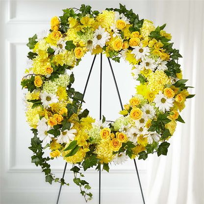 Golden Remembrance Wreath –  Landers Flowers, Savannah MO