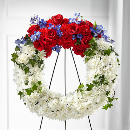 Patriotic Passion Wreath –  Landers Flowers, Savannah MO