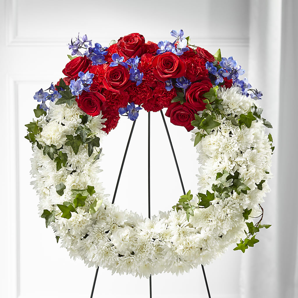 Patriotic Passion Wreath –  Landers Flowers, Savannah MO