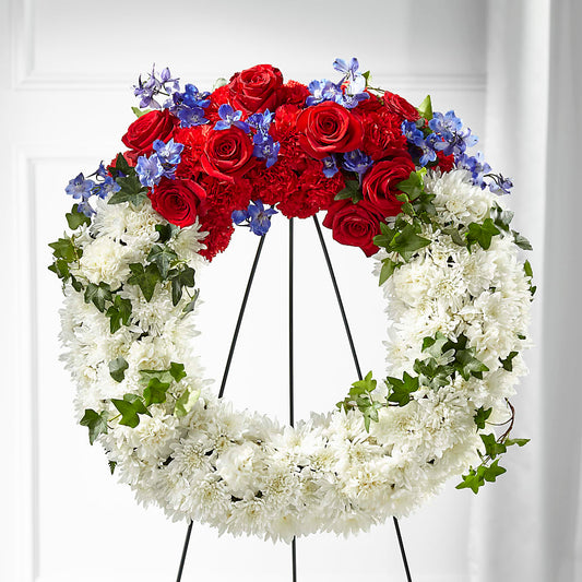 Patriotic Passion Wreath –  Landers Flowers, Savannah MO