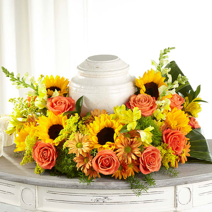 Faithful Sunflower Cremation Adornment –  Landers Flowers, Savannah MO