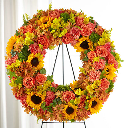 Autumnal Memories Wreath (Standard) –  Landers Flowers, Savannah MO