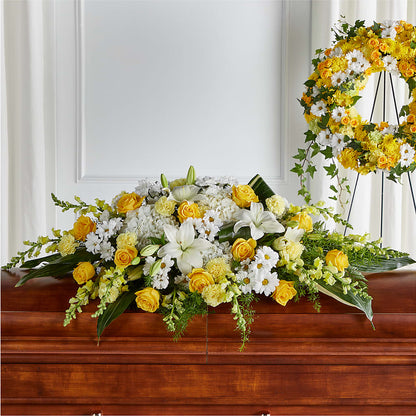 Golden Harmony Casket Spray –  Landers Flowers, Savannah MO