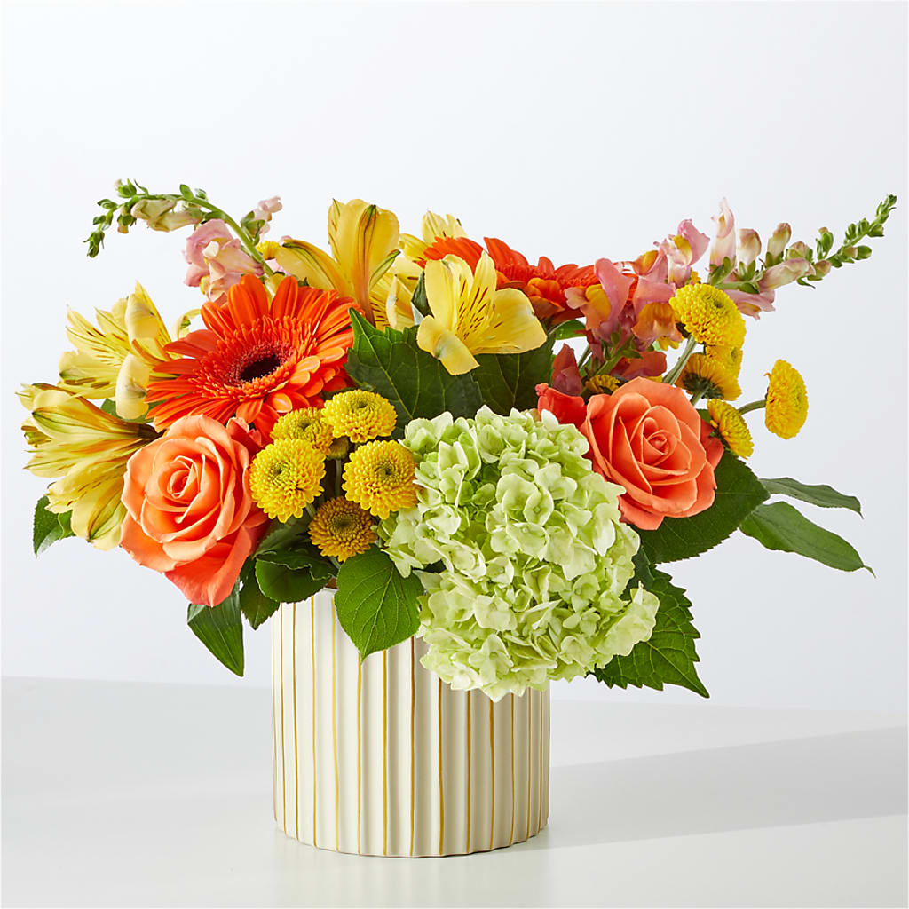 Autumn Sunshine Bouquet with Ivory Vase –  Landers Flowers, Savannah MO