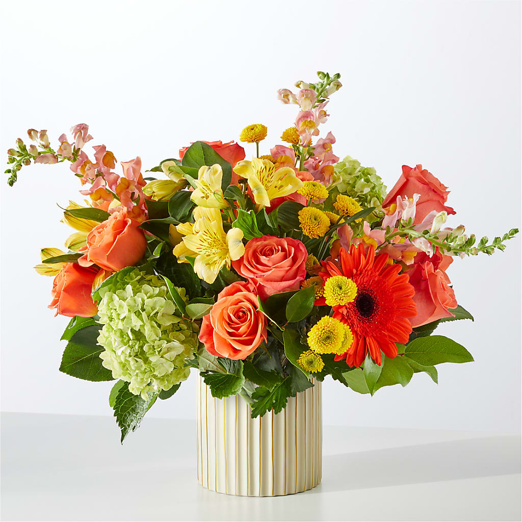 Autumn Sunshine Bouquet with Ivory Vase –  Landers Flowers, Savannah MO