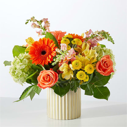 Autumn Sunshine Bouquet with Ivory Vase –  Landers Flowers, Savannah MO