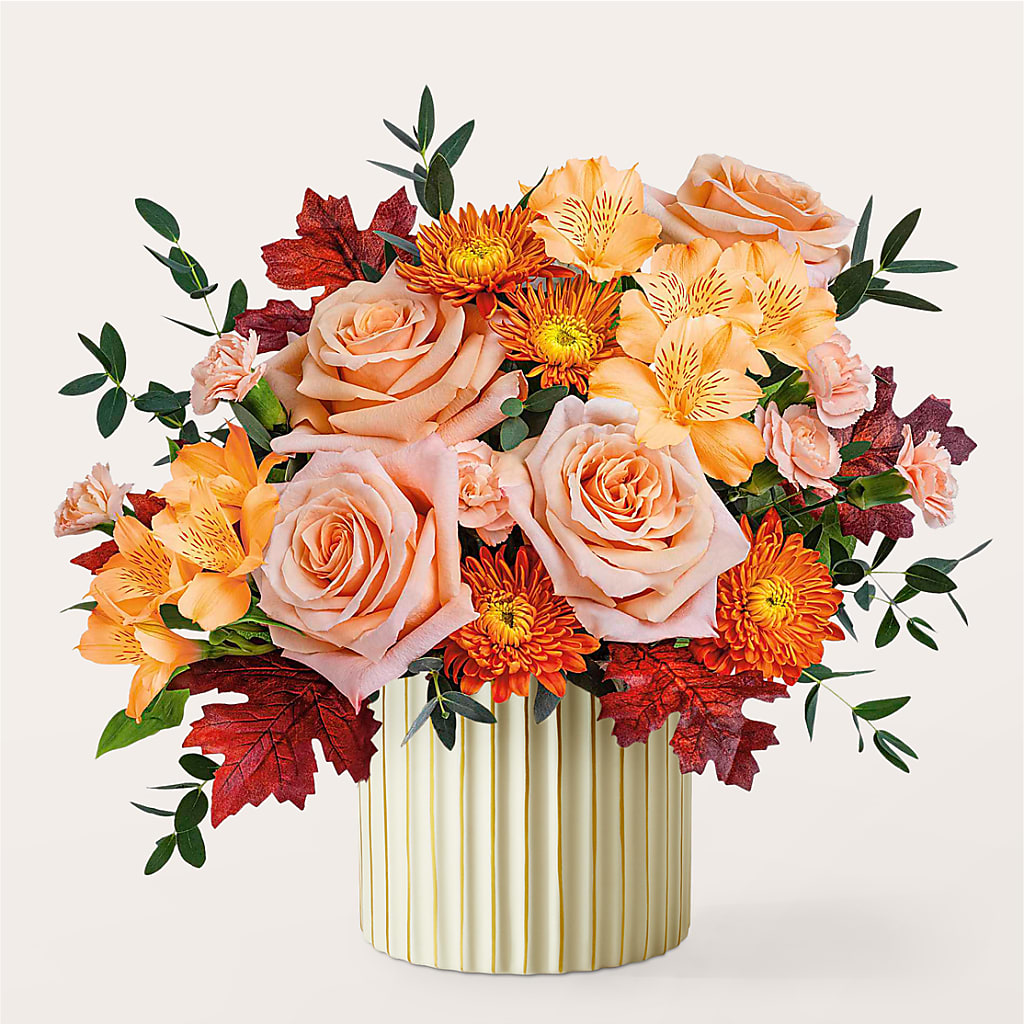 Spiced Latte Bouquet with Ivory Vase –  Landers Flowers, Savannah MO