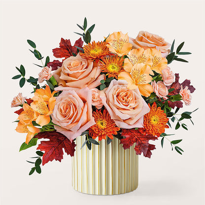 Spiced Latte Bouquet with Ivory Vase –  Landers Flowers, Savannah MO