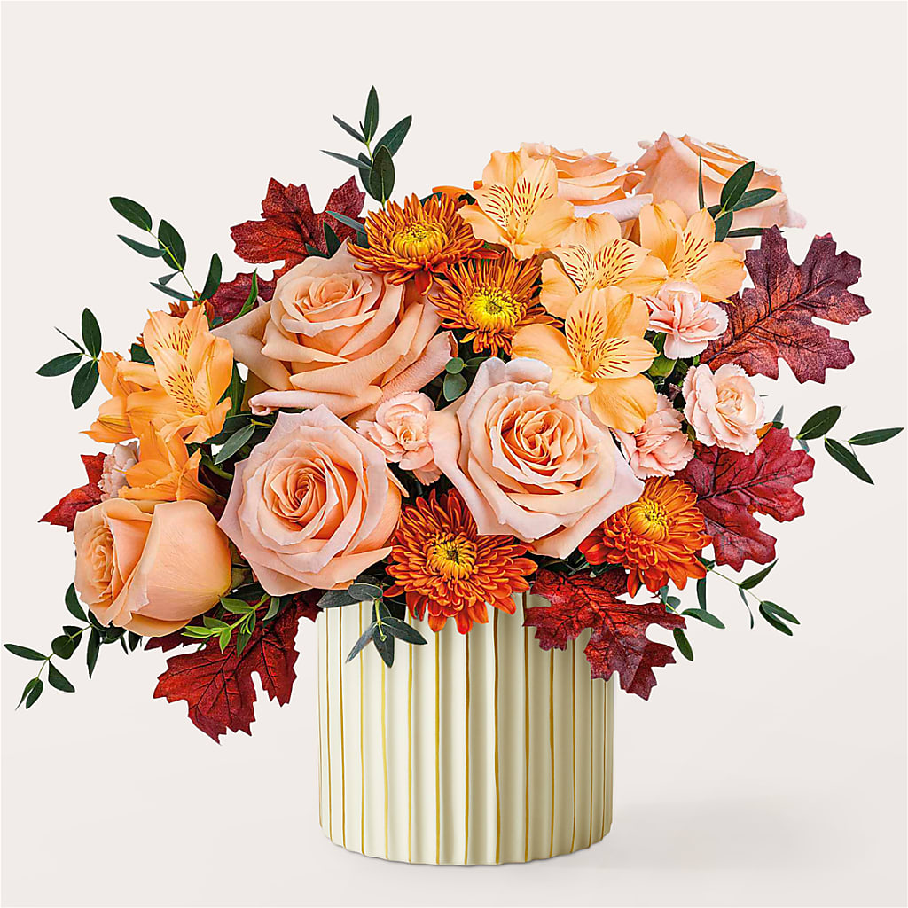 Spiced Latte Bouquet with Ivory Vase –  Landers Flowers, Savannah MO