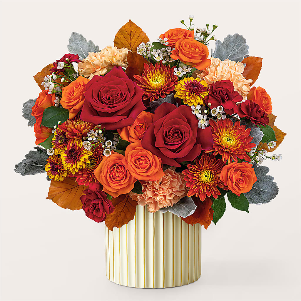 Merlot Bouquet with Ivory Vase –  Landers Flowers, Savannah MO