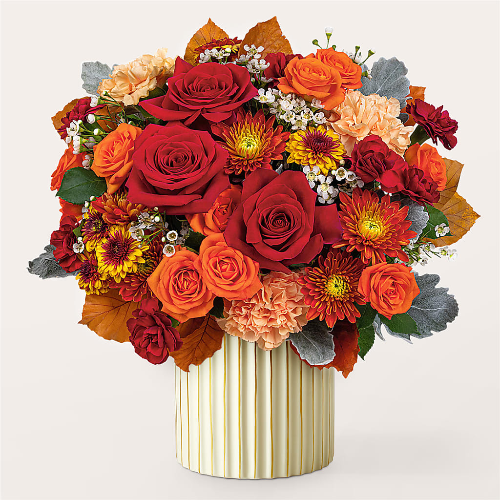 Merlot Bouquet with Ivory Vase –  Landers Flowers, Savannah MO