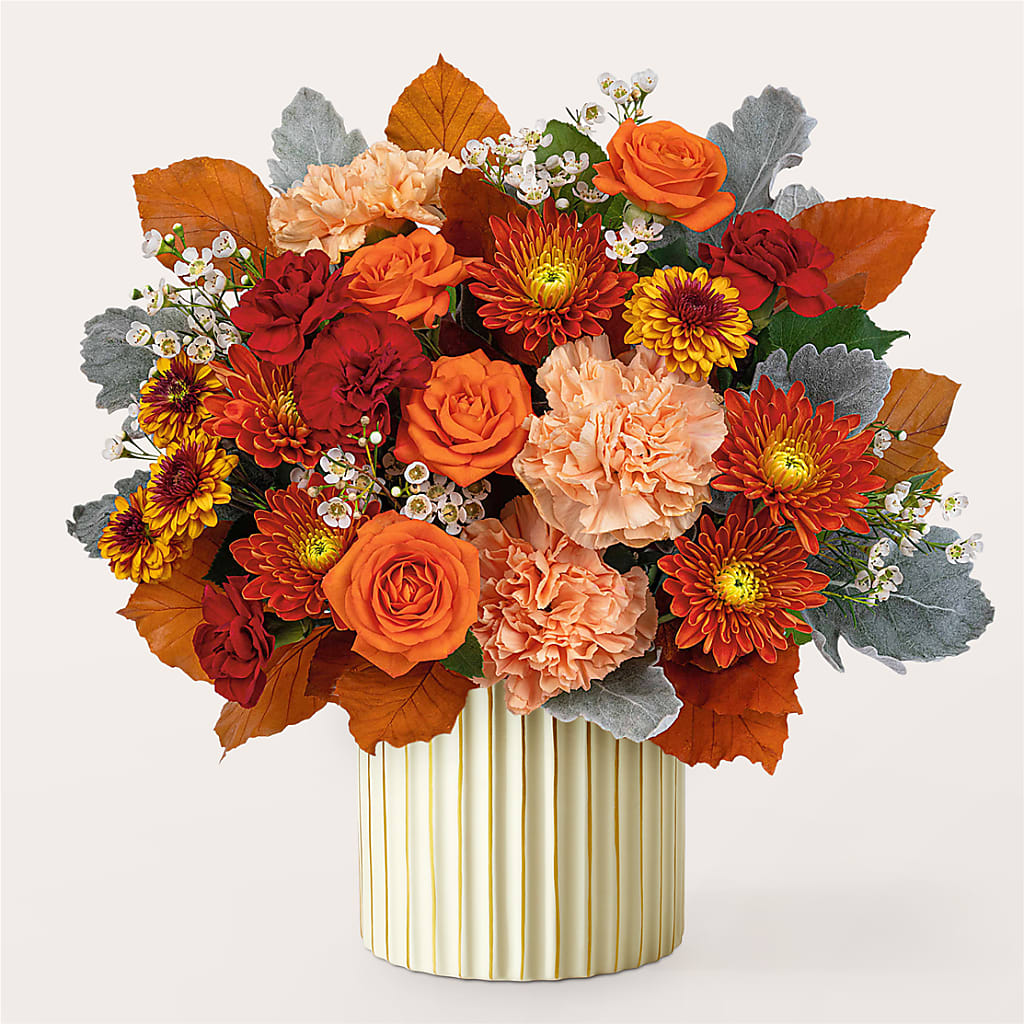 Merlot Bouquet with Ivory Vase –  Landers Flowers, Savannah MO
