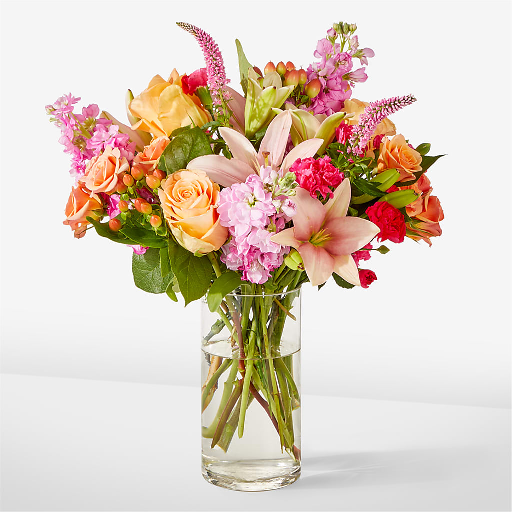 Bisous Bouquet – orange, peach, pink flower arrangement | Savannah