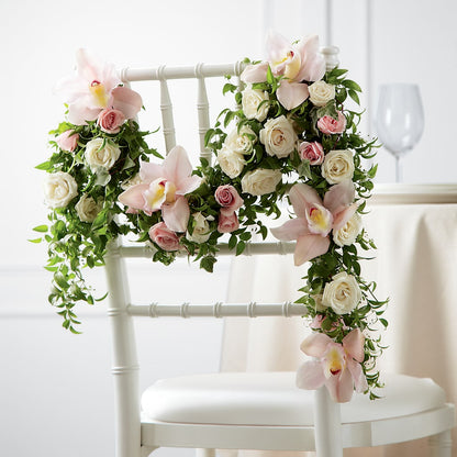 Orchid Rose Chair Décor –  Landers Flowers, Savannah MO