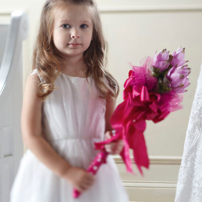 Sparkle Pink Flower Girl Bouquet –  Landers Flowers, Savannah MO