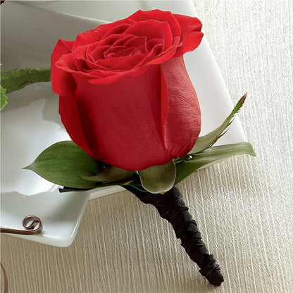 Red Rose Boutonniere –  Landers Flowers, Savannah MO