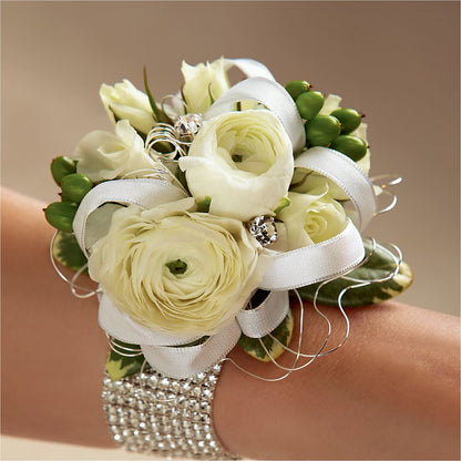 White Wedding Corsage –  Landers Flowers, Savannah MO